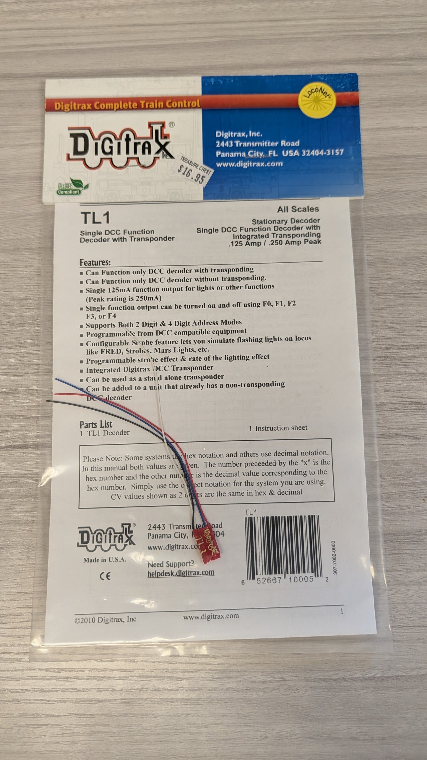 Digitrax TL1 Single Function Decoder
