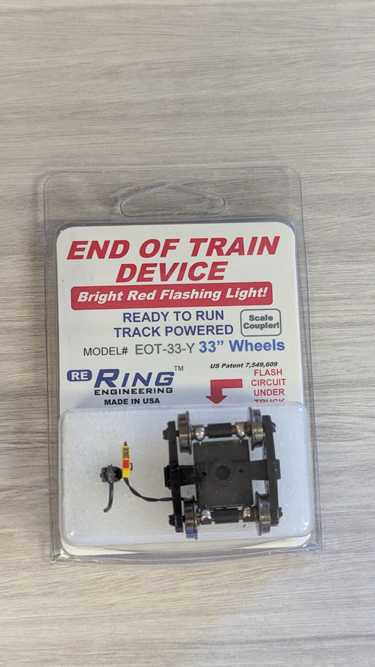 Ring Engineering EOT33Y HO Scale End of Train Device w/Standard Wire - Assembled -- Yellow Case, 33" Wheels